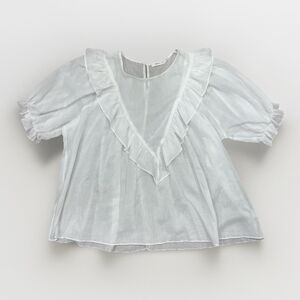 Mustard Seed Blouse Womens Size Large White Ruffle Sleeve Minimalist Chic Boho